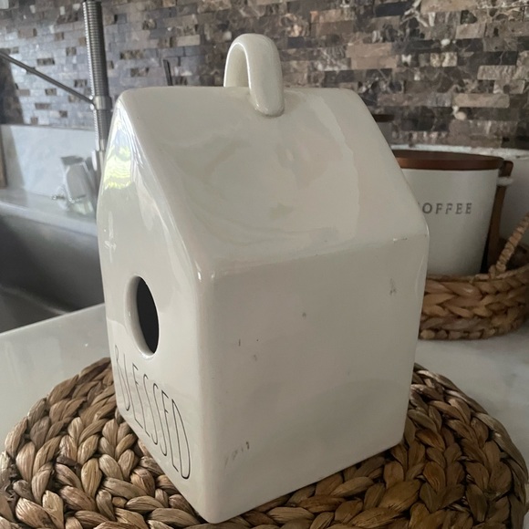 Rae Dunn By Magenta BLESSED Square Ceramic Ivory Birdhouse - Picture 4 of 5